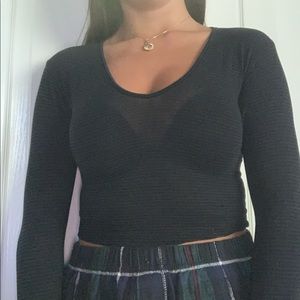 Brandy Melville Black Crop Long Sleeve